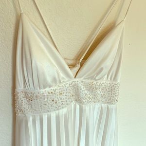 Off white pleated prom dress
